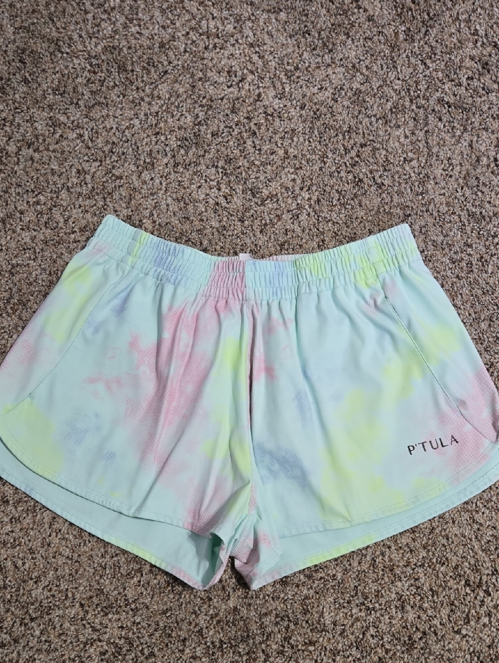 P'tula Pastel Tie-Dye Athletic Shorts - Pink, Blue, Yellow